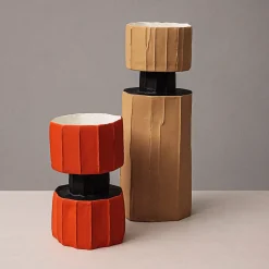 Vaso Decorativo SAFA ETERO Corteccia Rosso e Nero