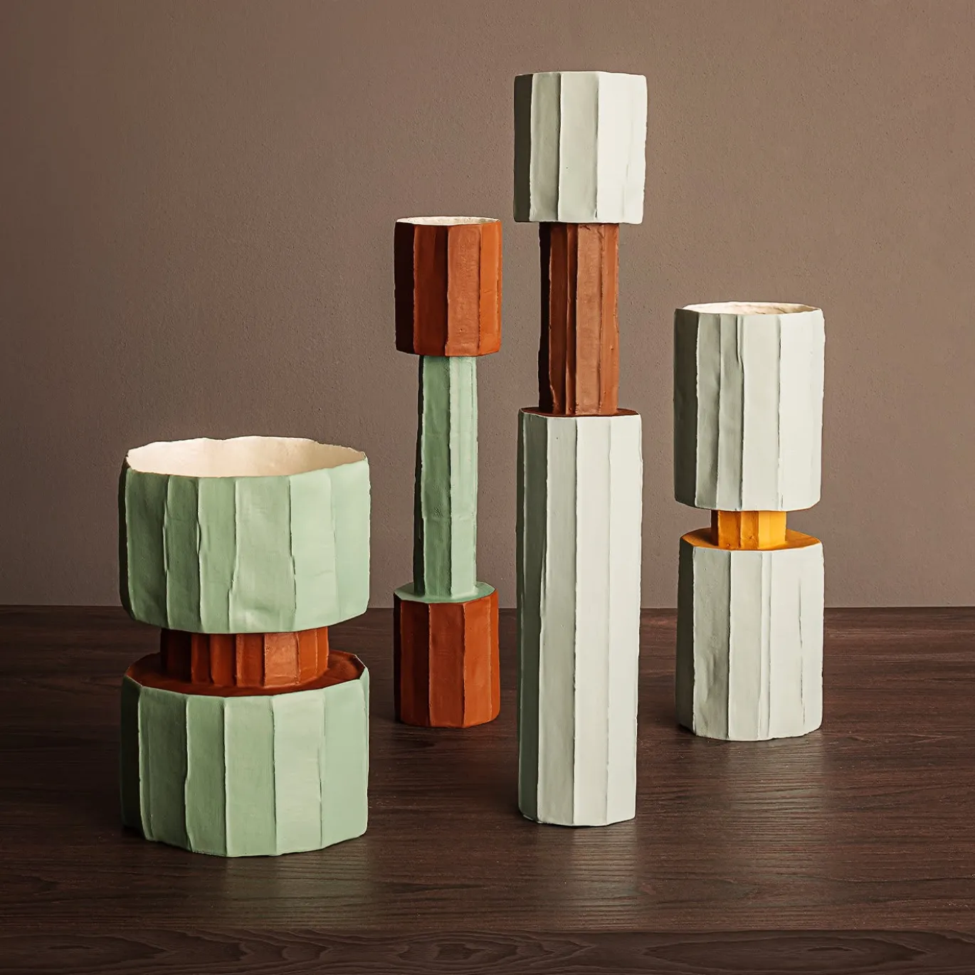 Vaso Decorativo Safa Etero Corteccia Verde e Marrone