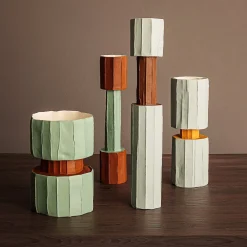 Vaso Decorativo Safa Mono Corteccia Verde e Marrone