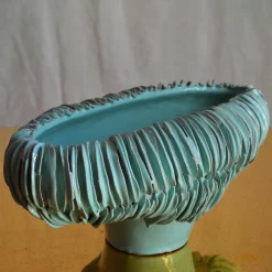 Vaso Decorativo Sedimentazione 1 in ceramica azzurra