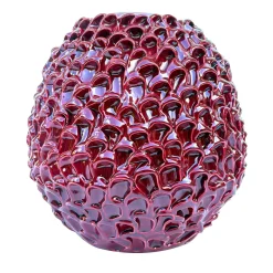 Vaso decorativo Small Round della serie Onda in ceramica rossa
