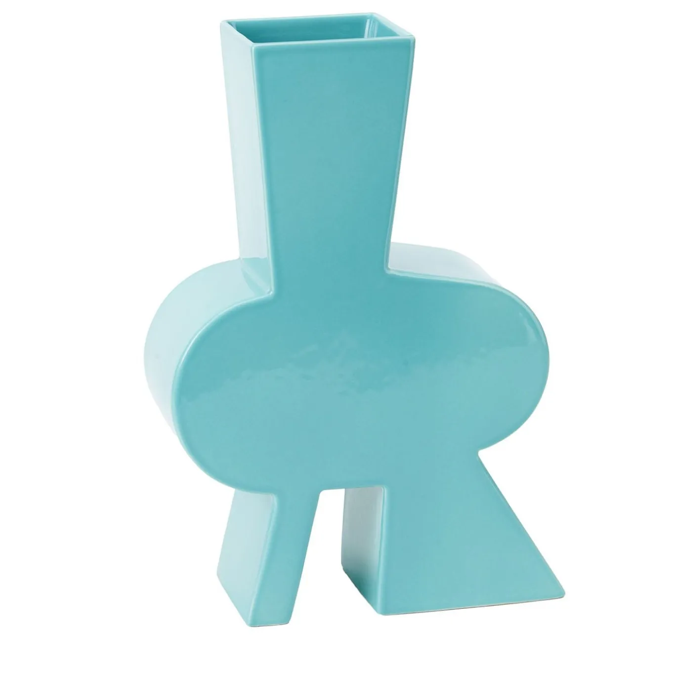 Vaso decorativo Tribal C in ceramica azzurra