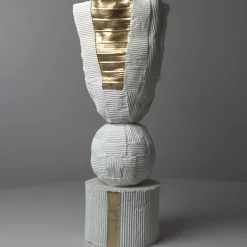 Vaso Decorativo Trofeo Cartoccio con Doppio Inserto Oro