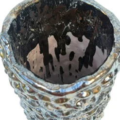Vaso decorativo Tubino della serie Onda in ceramica rosa metallizzata