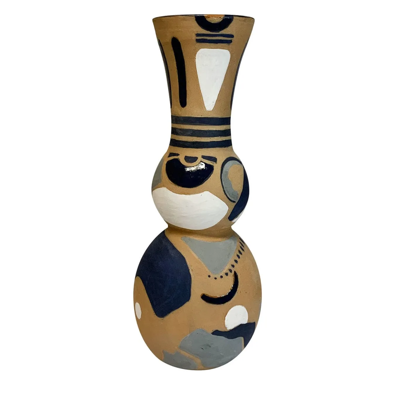 Vaso Decorativo U3 con Motivo Astratto in Terracotta