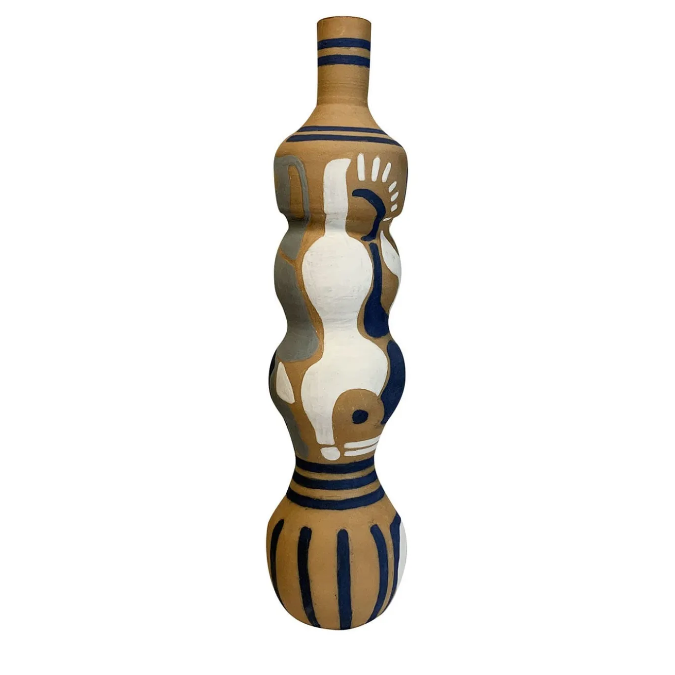 Vaso Decorativo U1 con Motivo Astratto in Terracotta