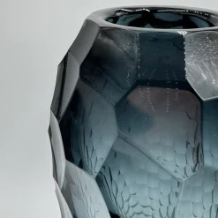 Vaso Diamante Alto in Vetro Grigio