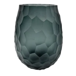 Vaso Diamante in vetro grigio con finitura satinata