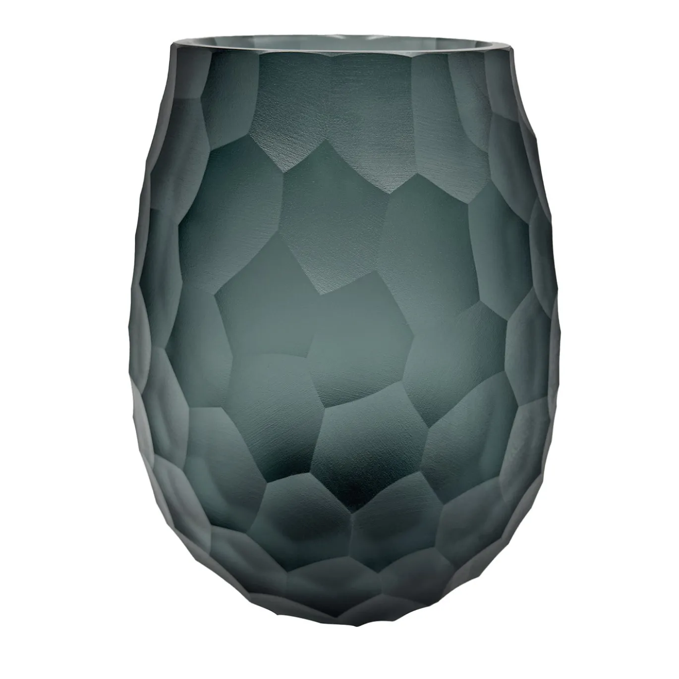 Vaso Diamante in vetro grigio con finitura satinata