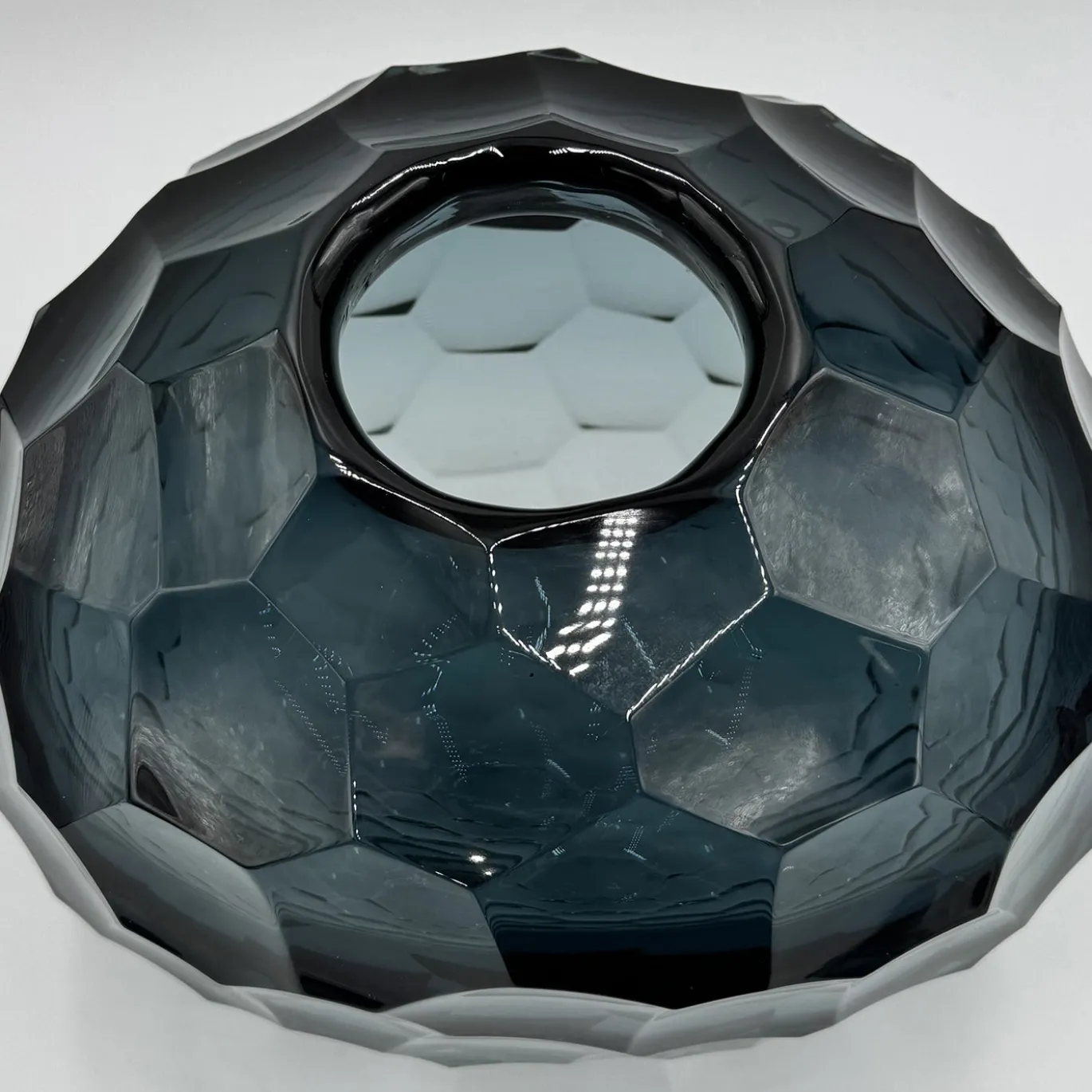 Vaso Diamante Rotondo in Vetro Grigio