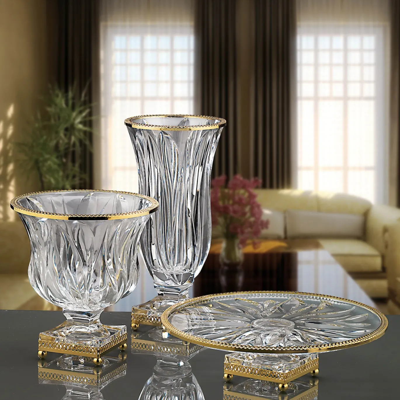 Vaso di cristallo Fiamma con oro 24 carati