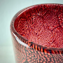 Vaso di murrine in filigrana bianca e rossa