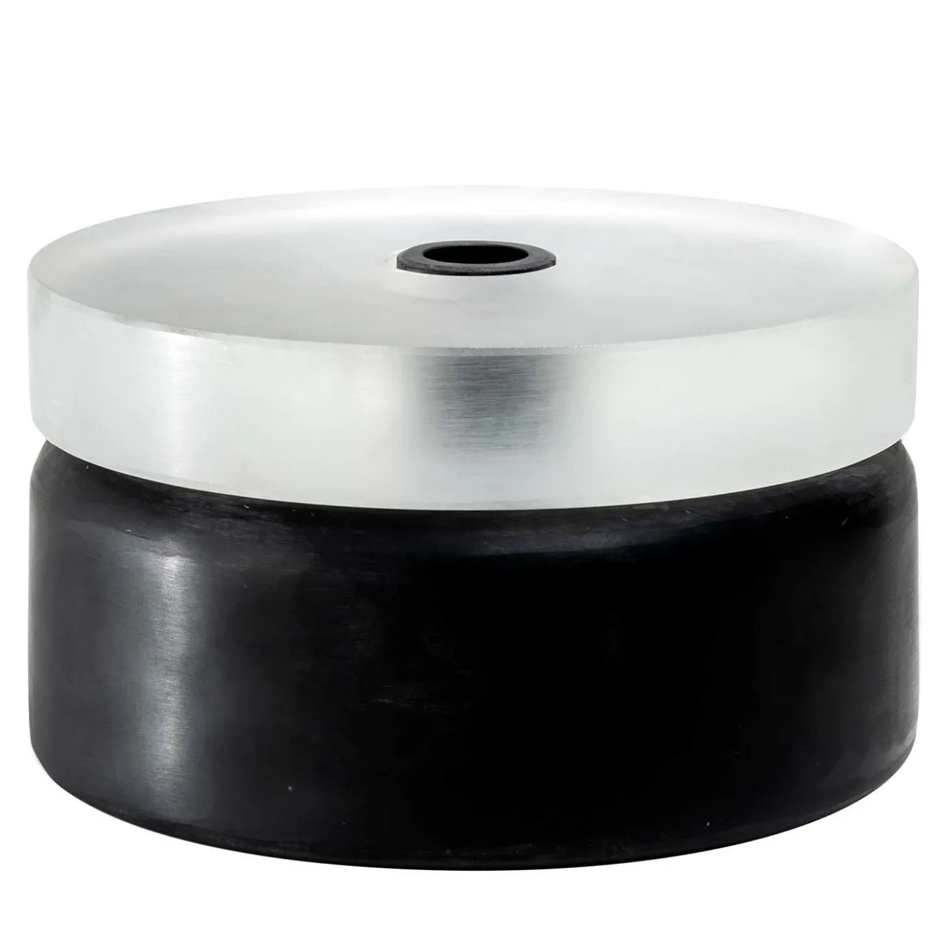 Vaso di vetro cilindrico corto in bianco e nero