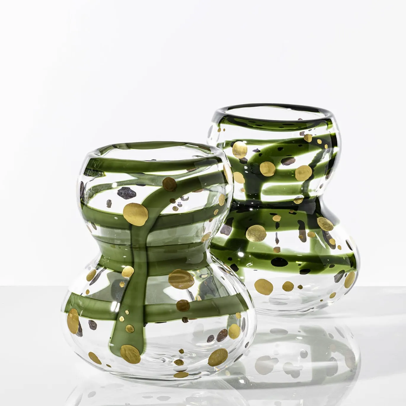 Vaso di vetro Gran Bulbo Mini Oro e Verde