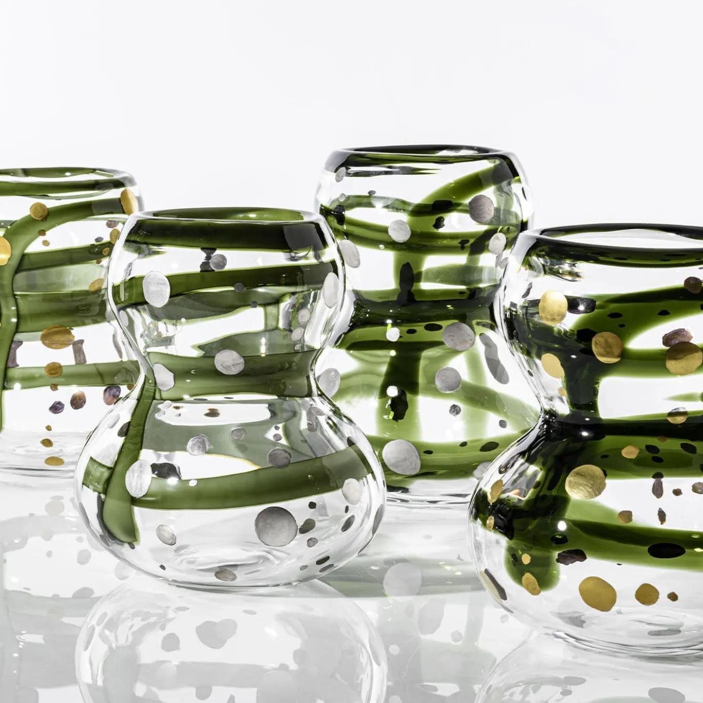 Vaso di vetro Gran Bulbo Mini Oro e Verde