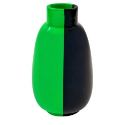Vaso Essenza Velocità in ceramica verde fluo e nero intenso