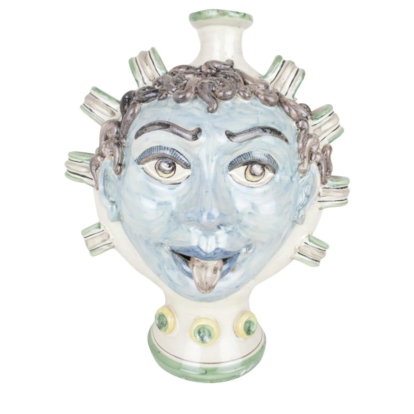Vaso Fiasco Satiro in Ceramica Blu