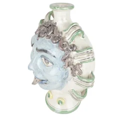 Vaso Fiasco Satiro in Ceramica Blu