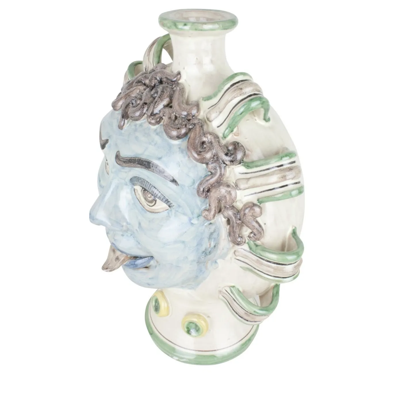 Vaso Fiasco Satiro in Ceramica Blu