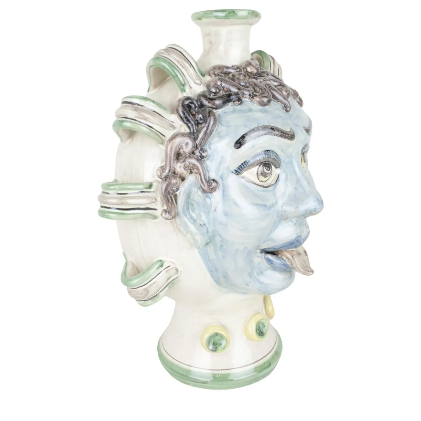 Vaso Fiasco Satiro in Ceramica Blu