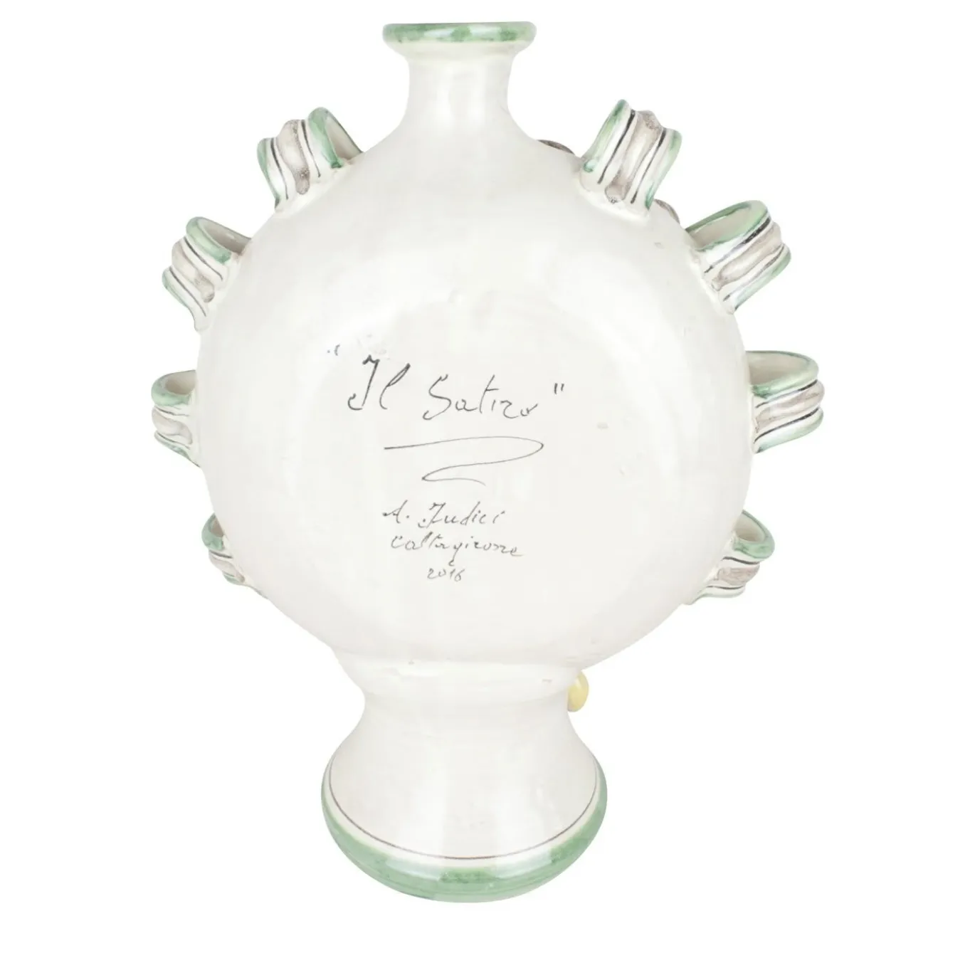 Vaso Fiasco Satiro in Ceramica Blu