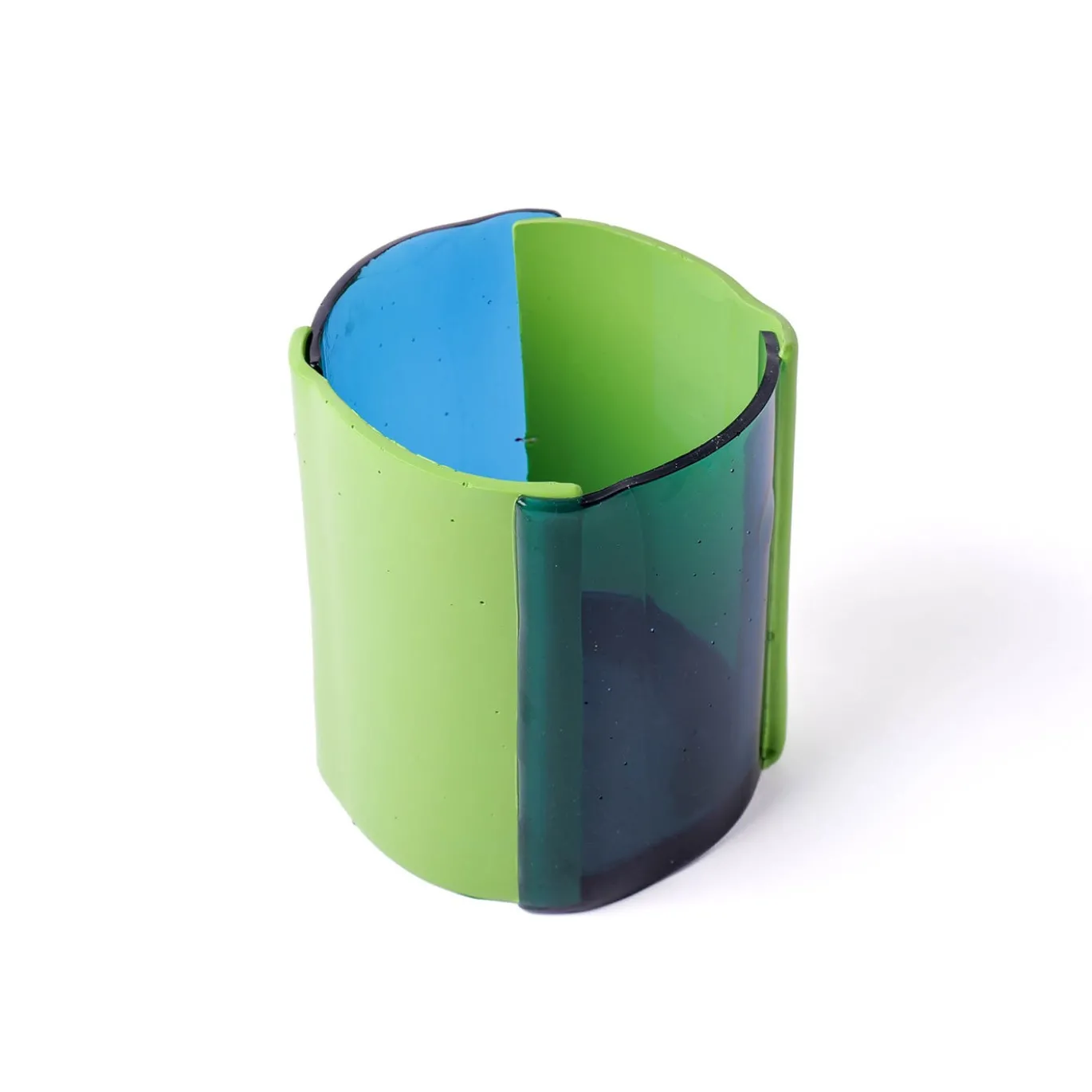 Vaso Four Lines Medio in resina multicolore di Enzo Mari