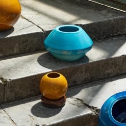 Vaso Geometrico Rombo in Ceramica Azzurra