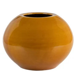 Vaso geometrico sfera in ceramica color miele