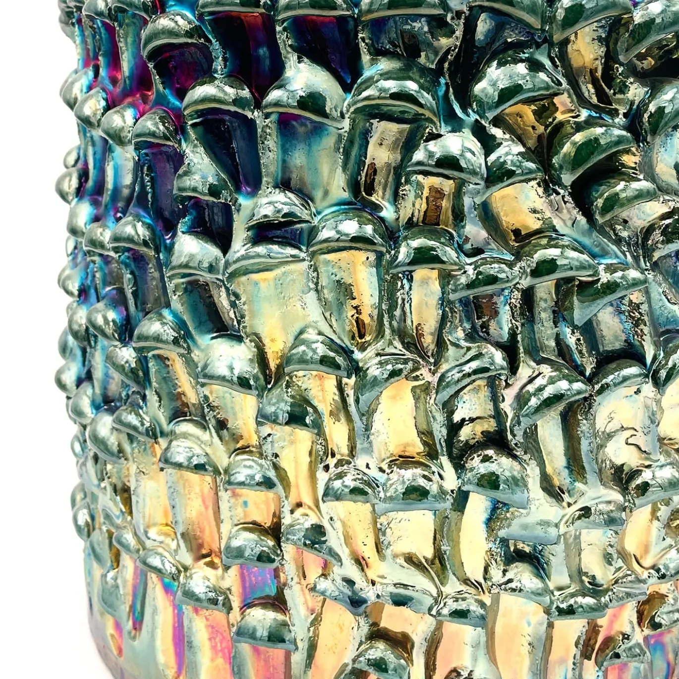Vaso grande alto Onda Iridescent Metallic Raku