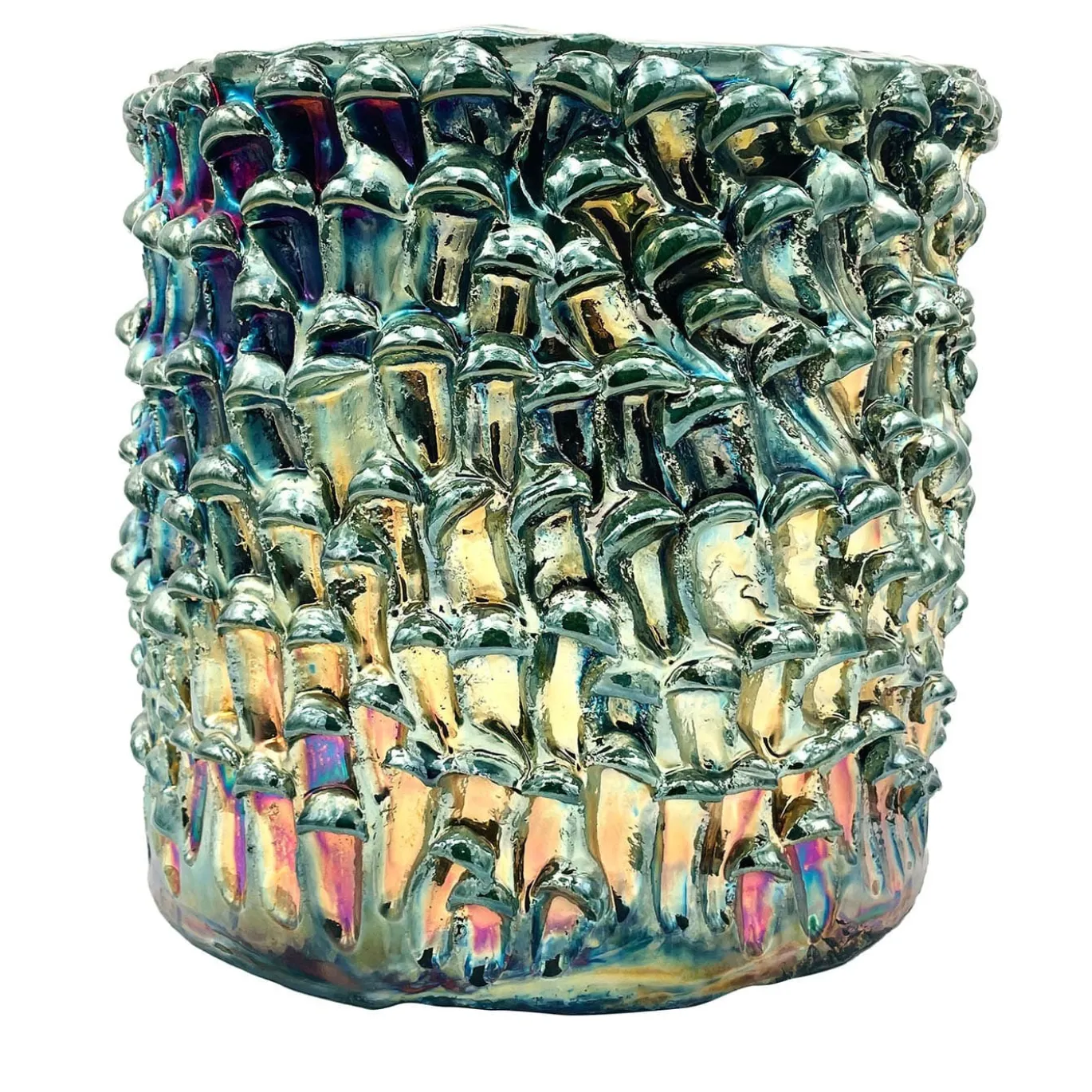 Vaso grande alto Onda Iridescent Metallic Raku