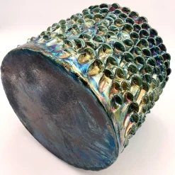 Vaso grande alto Onda Iridescent Metallic Raku