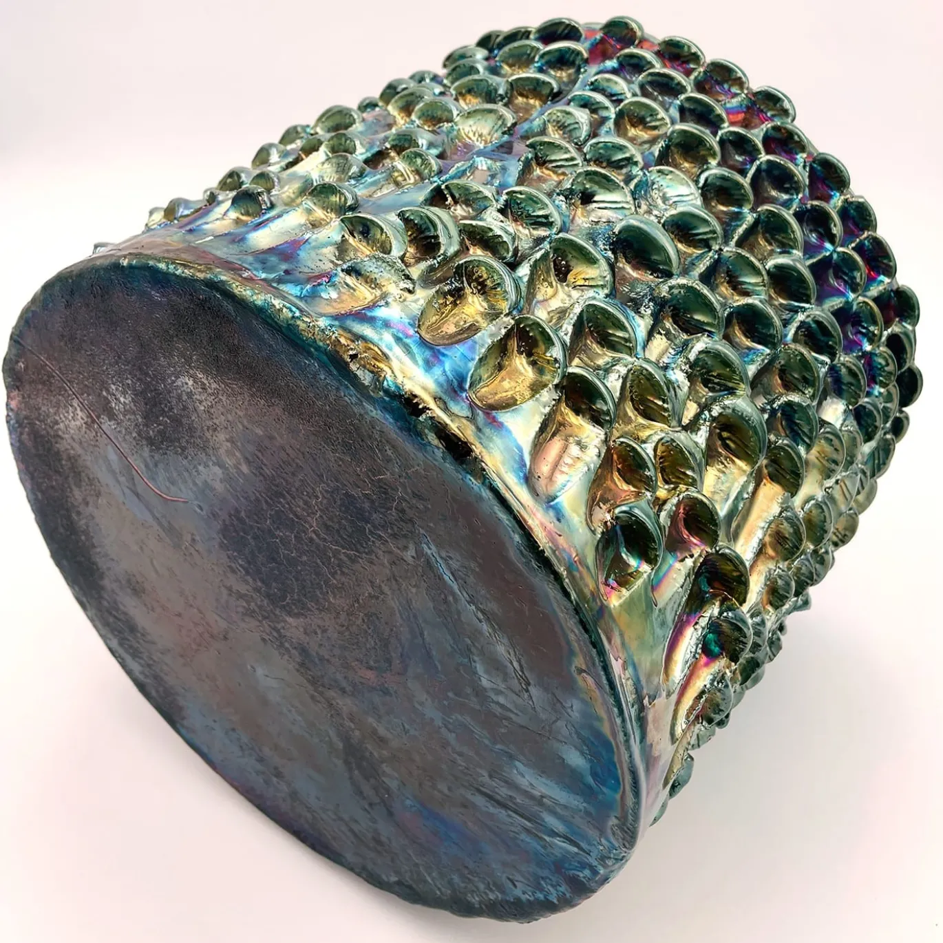 Vaso grande alto Onda Iridescent Metallic Raku