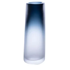 Vaso grande Cilindro - Satinato - Cristallo/Blu