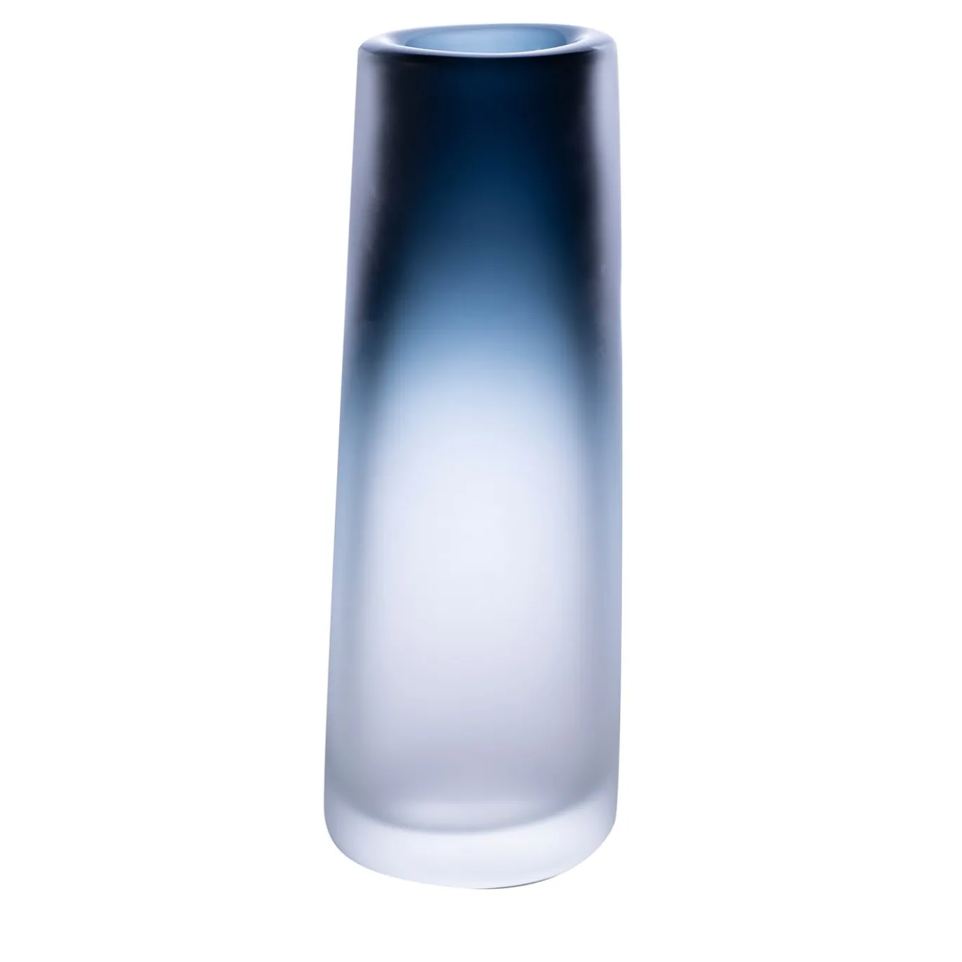 Vaso grande Cilindro - Satinato - Cristallo/Blu