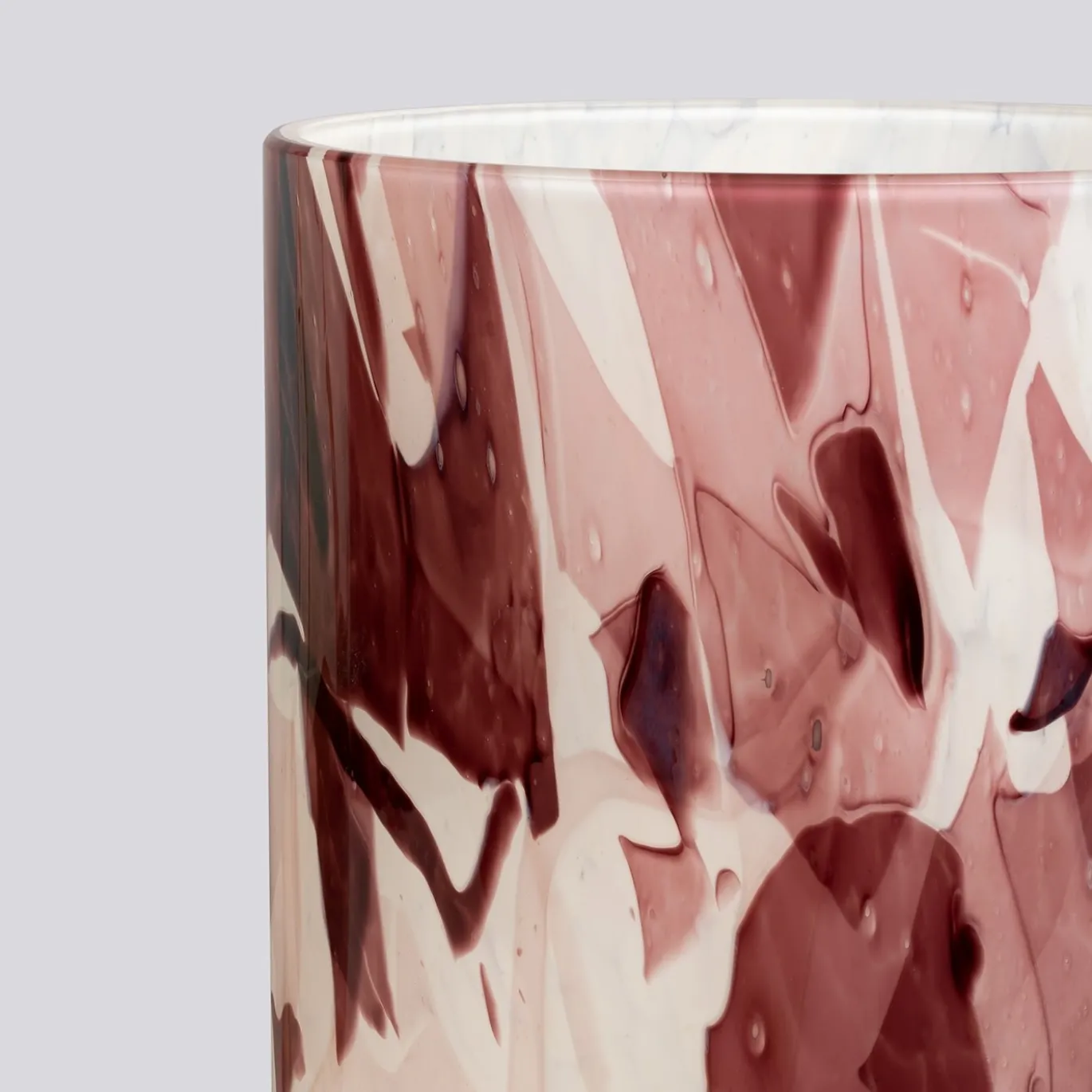 Vaso Grande in Vetro di Murano Viola con Tecnica Nougat