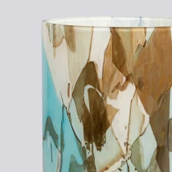 Vaso Grande in Vetro di Murano Acquamarina con Tecnica Nougat
