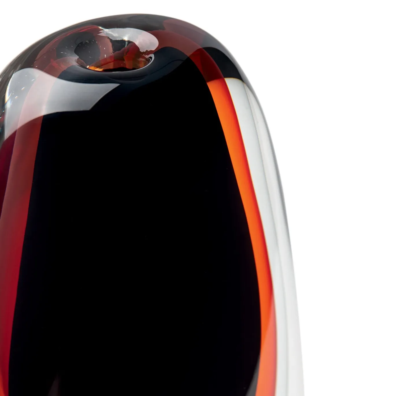 Vaso grande in vetro soffiato Essence nero, rosso e grigio