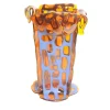 Vaso grande Sagarana in pelle blu e arancione