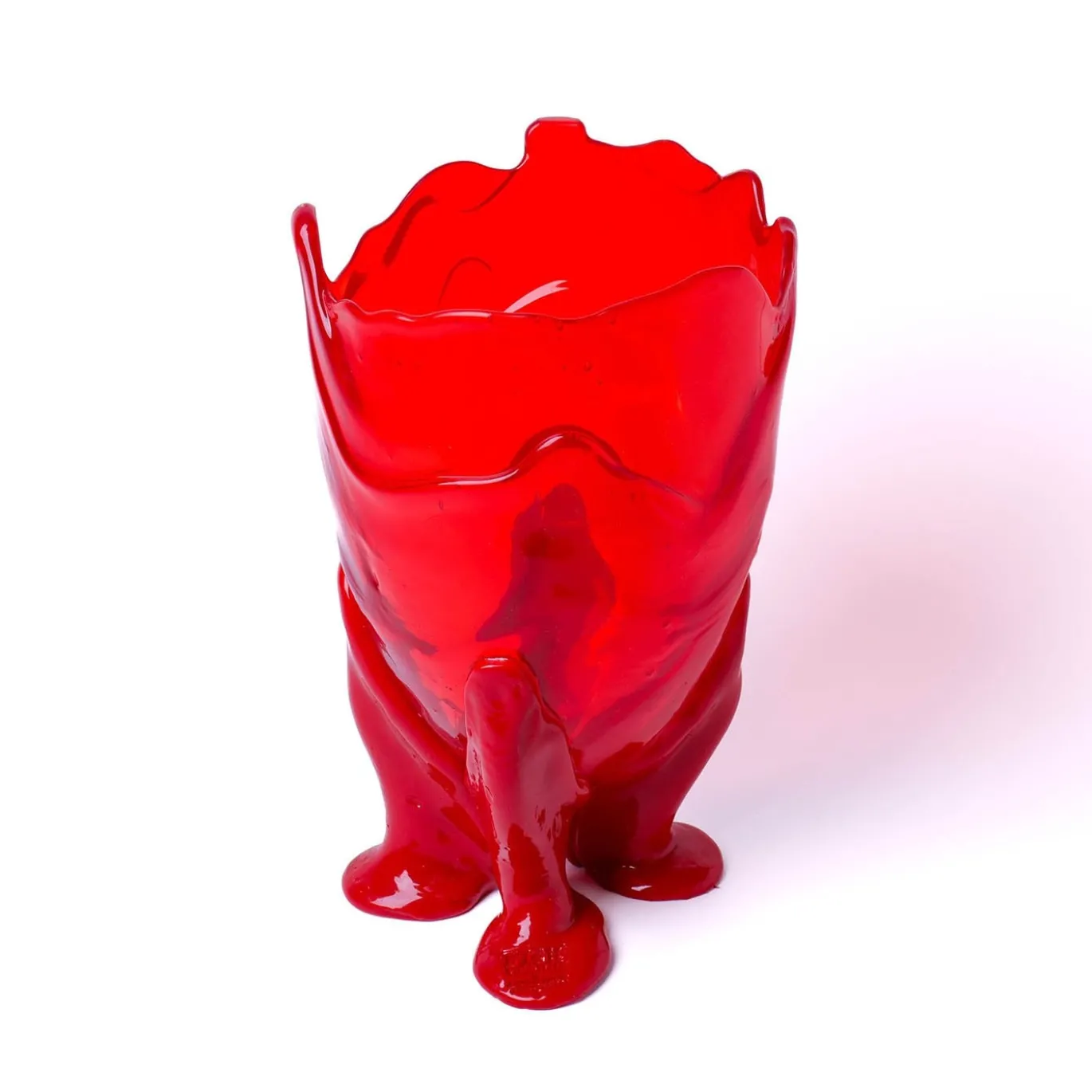 Vaso Grande Trasparente in Resina Rossa di Gaetano Pesce