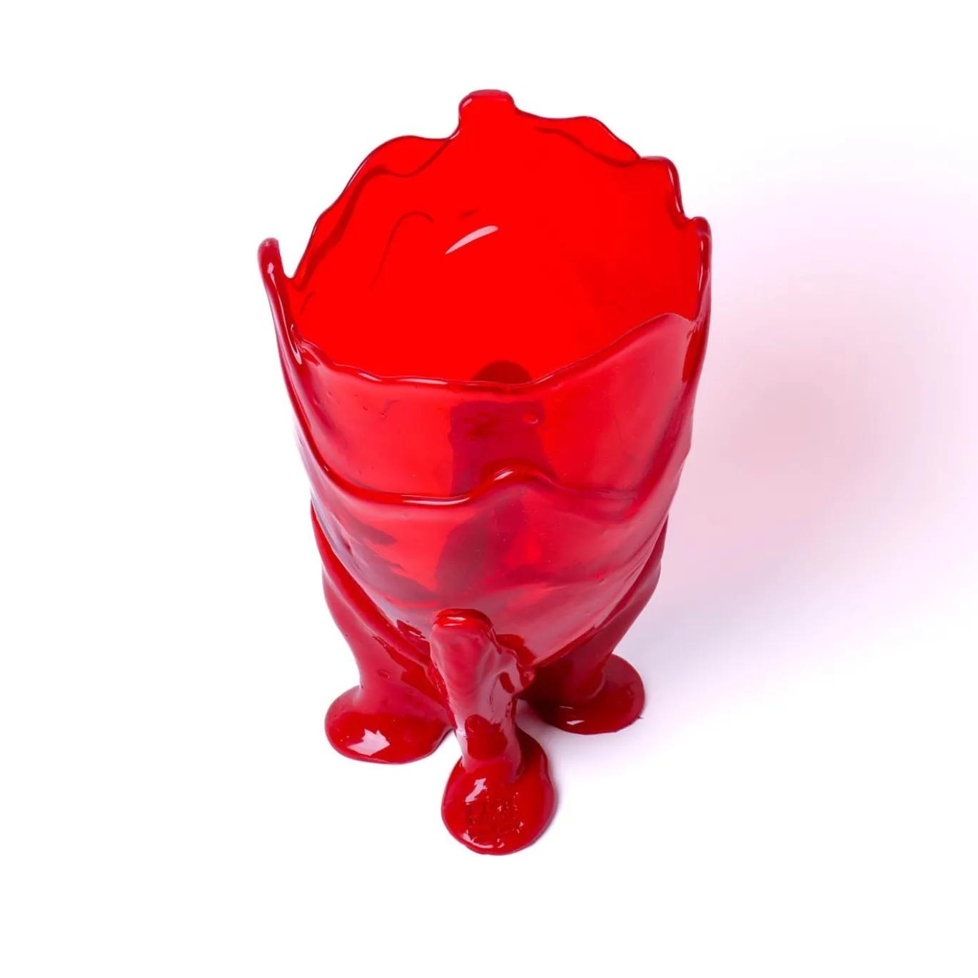 Vaso Grande Trasparente in Resina Rossa di Gaetano Pesce