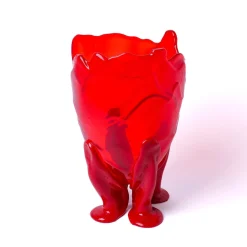 Vaso Grande Trasparente in Resina Rossa di Gaetano Pesce