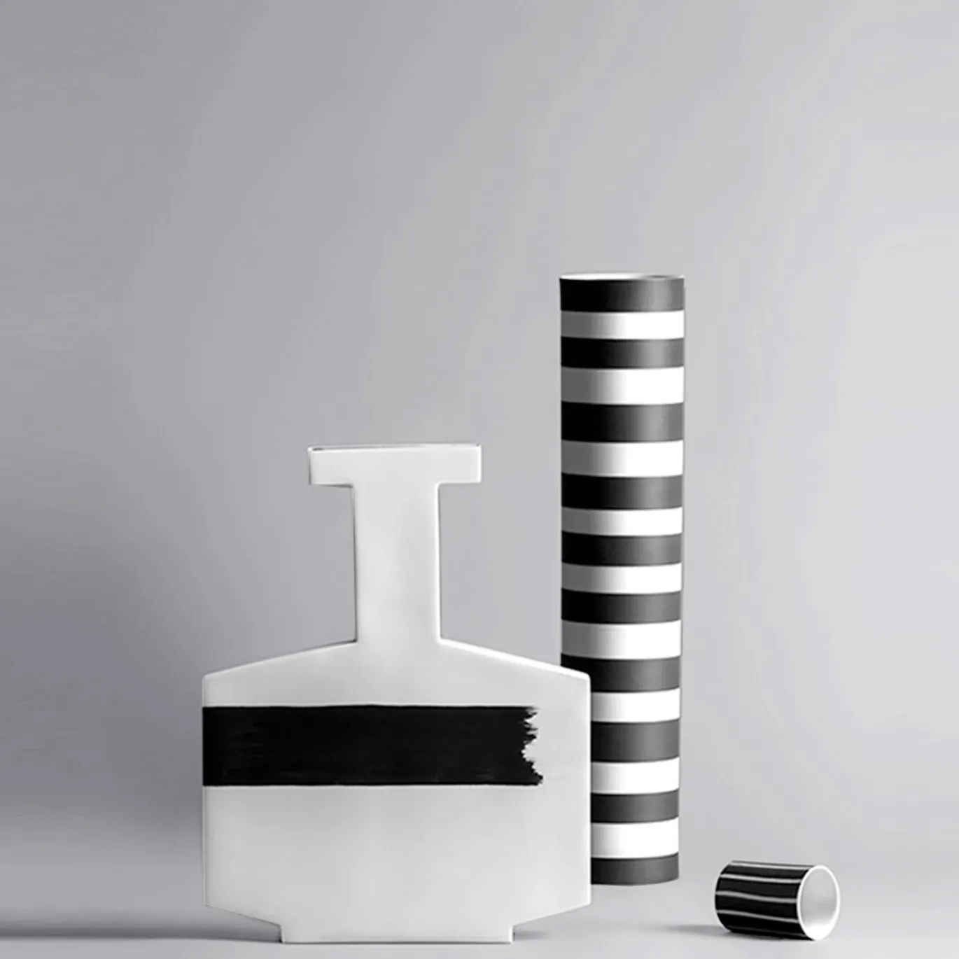 Vaso Grecale Deco bianco e nero