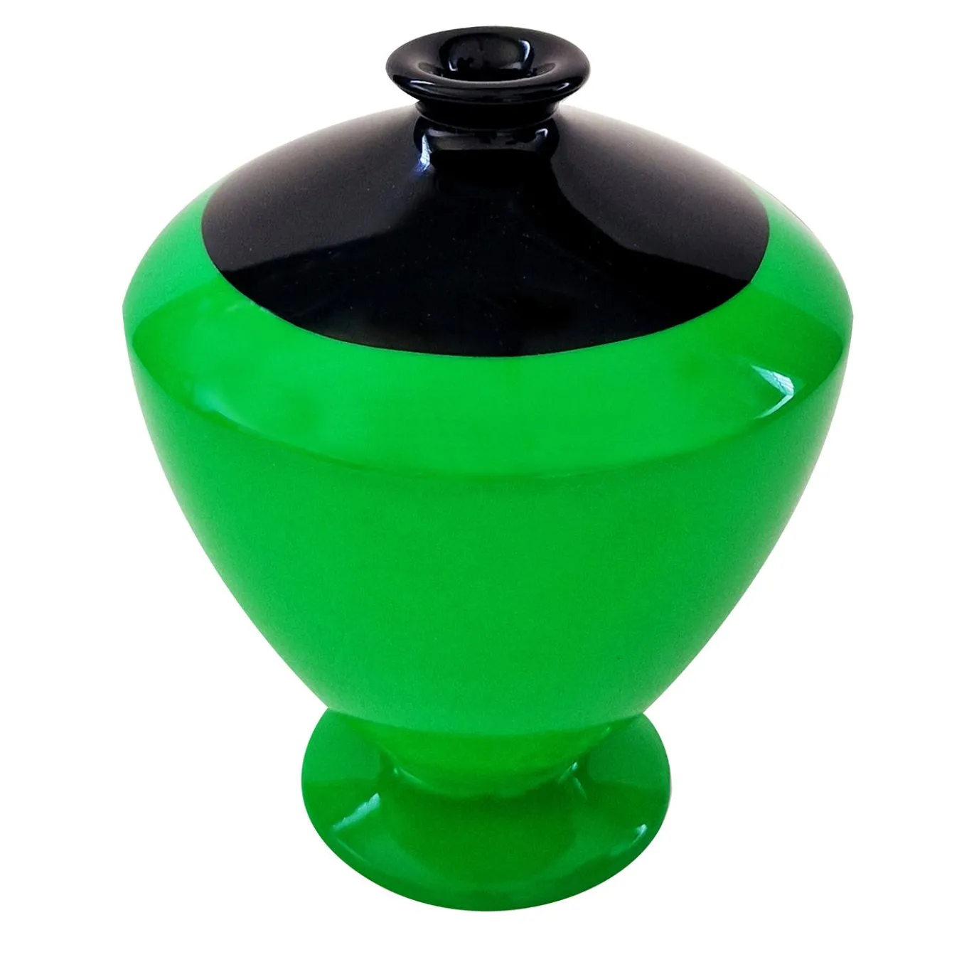 Vaso Grip Cromatico in ceramica verde fluo e nero intenso