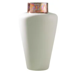Vaso in Ceramica a Collo Corto Bianco Riflesso Lipari