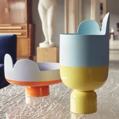 Vaso in Ceramica Acquamarina e Gialla Petali di Luca Binaglia