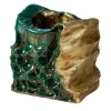 Vaso in ceramica Al Vento Verdigris e foglie d'oro