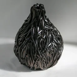 Vaso in ceramica a mosaico in argento-bronzo Serpentine