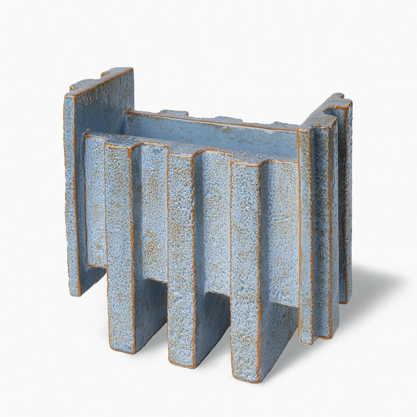 Vaso in ceramica azzurro e arancione Merlate N. 2 di P. Urquiola