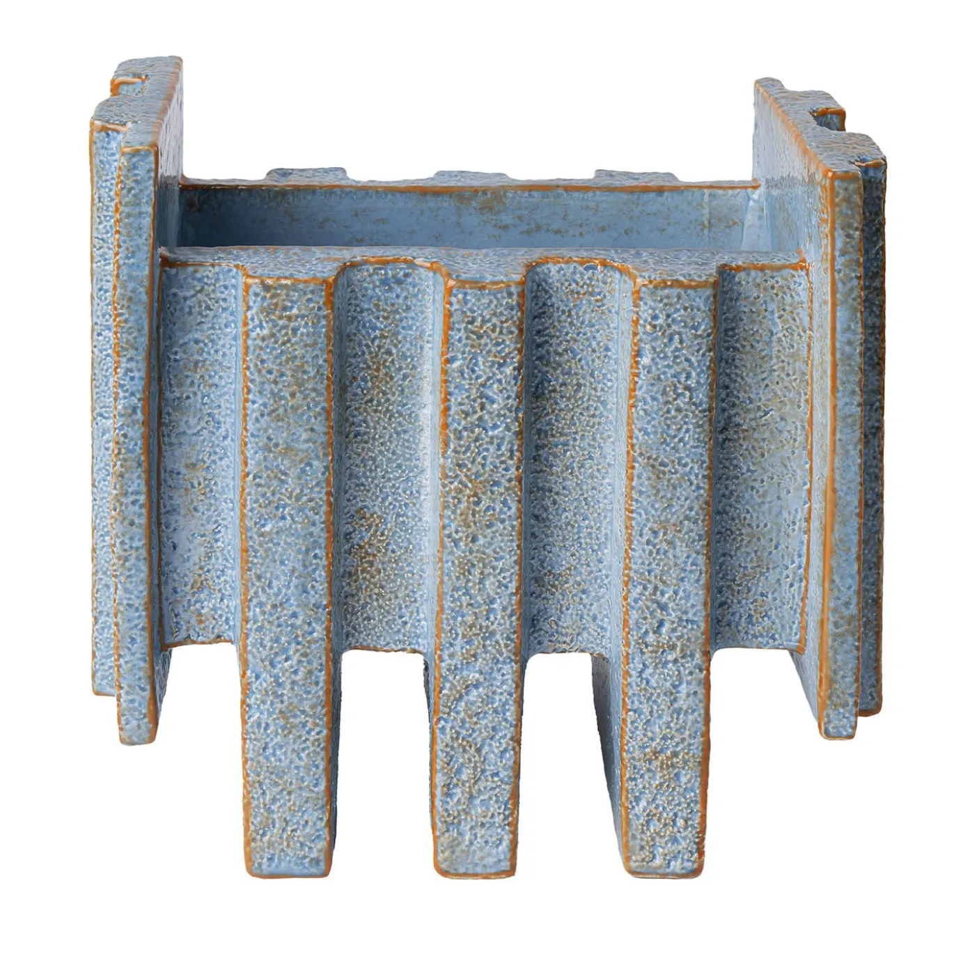 Vaso in ceramica azzurro e arancione Merlate N. 2 di P. Urquiola