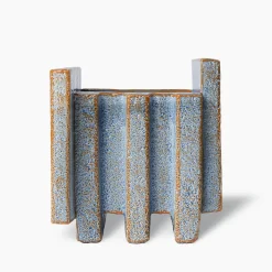 Vaso in ceramica azzurro e arancione Merlate N. 1 di P. Urquiola
